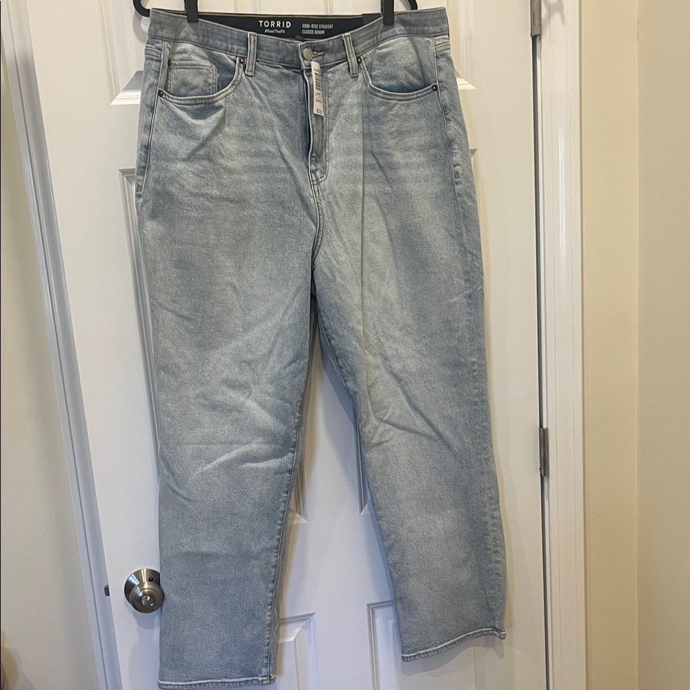 Torrid Light Blue high rise straight leg jeans